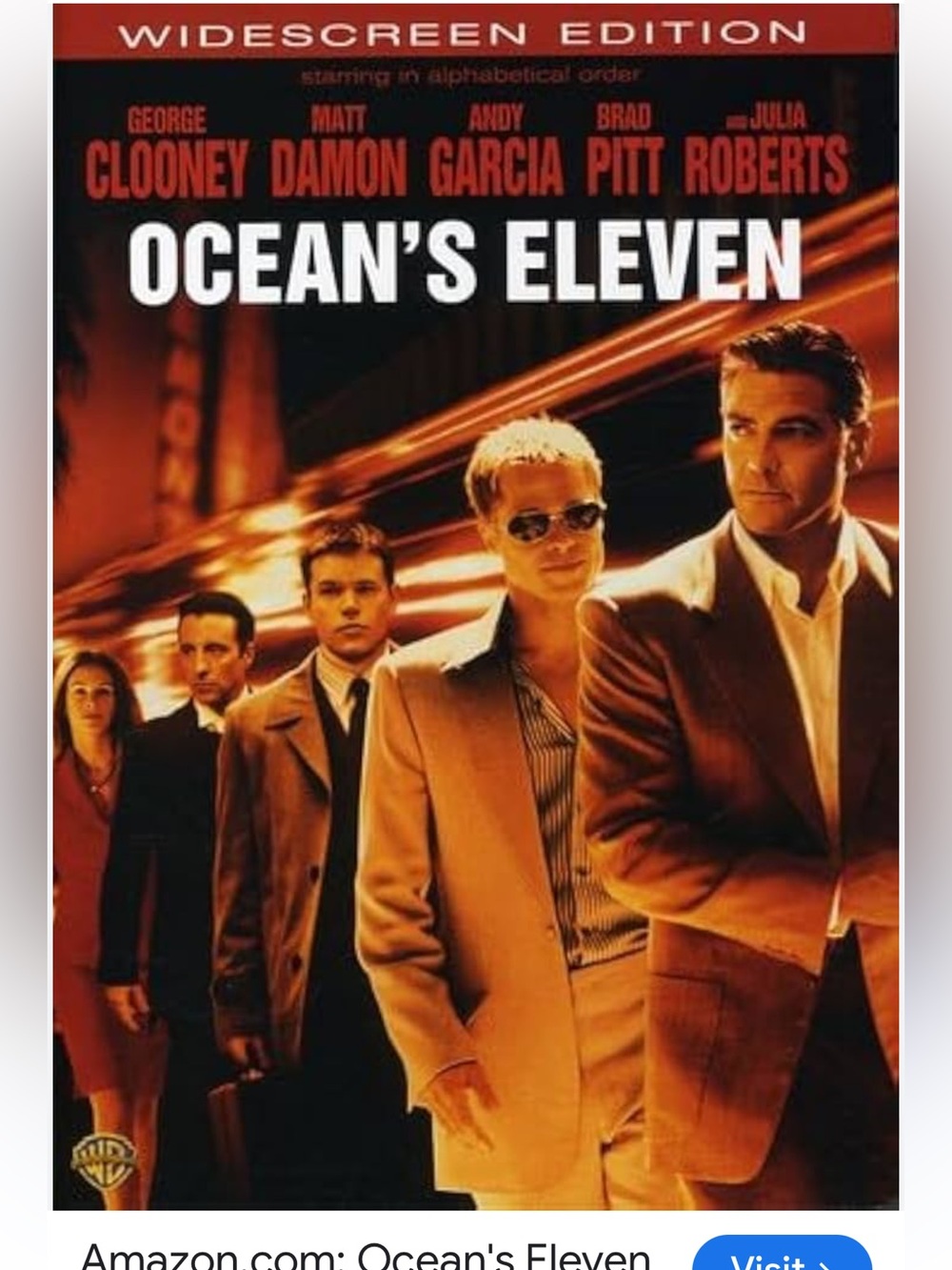 Warner Bros. Ocean's Eleven DVD - Red, Orange, White, Black